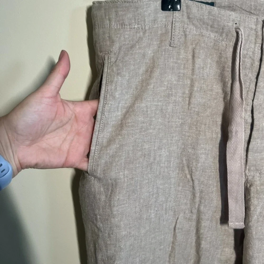 Perry Ellis Pants Mens 34x30 Tan Linen Blend Coastal Preppy Resortwear‎ Wedding